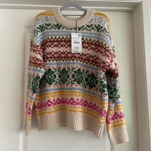 ZARA Oversized Jacquard Knit Sweater